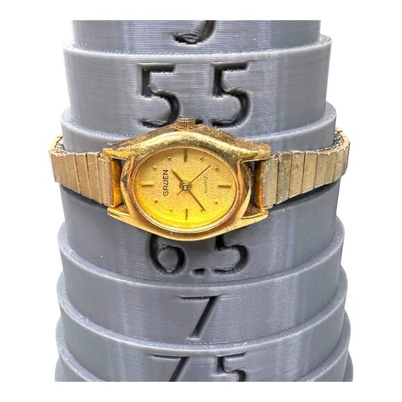 Vtg Gruen Womens Quartz Watch Stainless Steel Gold-Tone Swiss 208-902 Untested - Picture 5 of 6